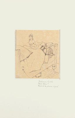 Couple - Original Pen Drawing by F. Lunel - Early 20th Century Early 20th Century-ZCI-758408