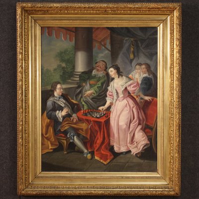 Couple Playing Chess, 1780s, Oil on Canvas, Framed-RP-2034861