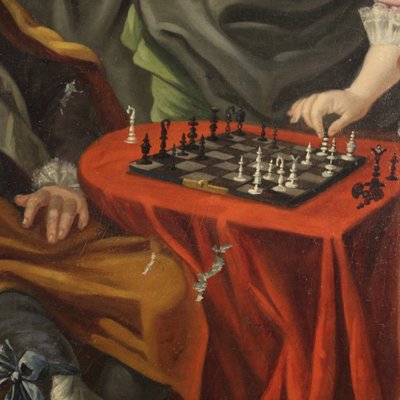 Couple Playing Chess, 1780s, Oil on Canvas, Framed-RP-2034861