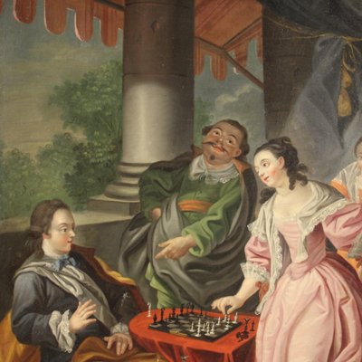 Couple Playing Chess, 1780s, Oil on Canvas, Framed-RP-2034861