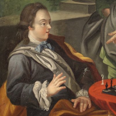 Couple Playing Chess, 1780s, Oil on Canvas, Framed-RP-2034861