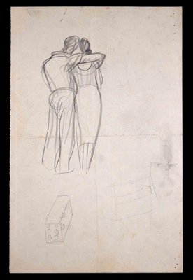 Couple Sketches, Original Drawing, Mid 20th-century-ZCI-1190200