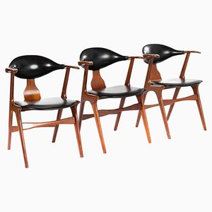 Cow Horn Dining Chairs attributed to Louis Van Teeffelen for AWA Holland, 1950s, Set of 3-ABO-1438835