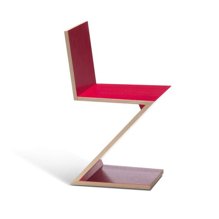 Zig Zag cantilevered solid wood chair by Cassina #Ashwood Stained Red