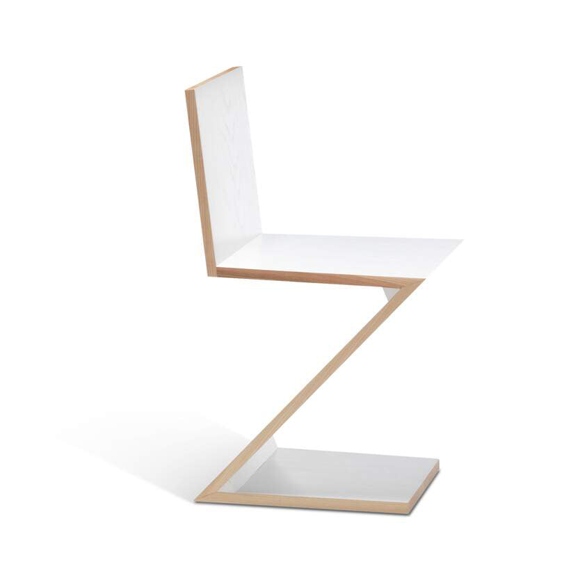 Zig Zag cantilevered solid wood chair by Cassina #Ashwood Stained White