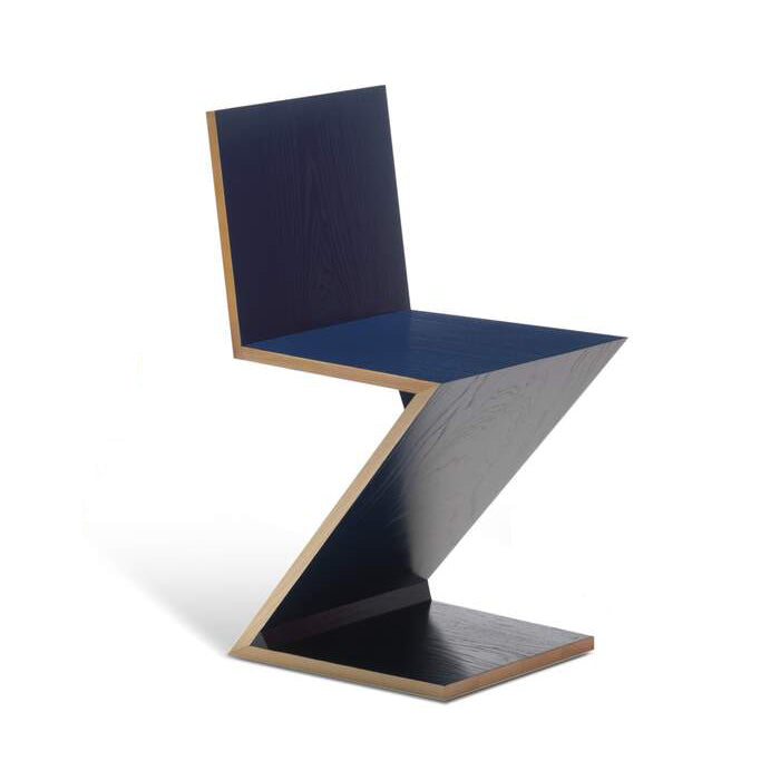 Zig Zag cantilevered solid wood chair by Cassina #Ashwood Stained Blu