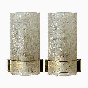 Crackle Glass Wall Light Fixtures from Hillebrand, 1960s, Set of 2-VDW-725601