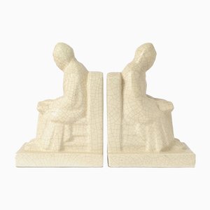 Crackle Glaze Ceramic Bookends from Ceramique De Bruxelles, Set of 2-IXK-940980