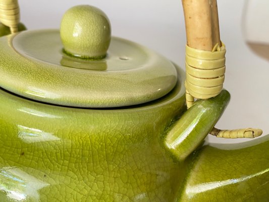 Crakeled Ceramic Tea Pot in Green, France, 20th Century-UR-1706806