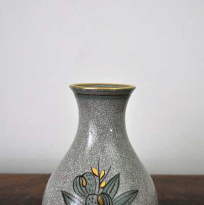 Craquele Glaze Porcelain Vase in Gold & Green on Grey from Lyngby Porcelain, 1930s-HPQ-1291146