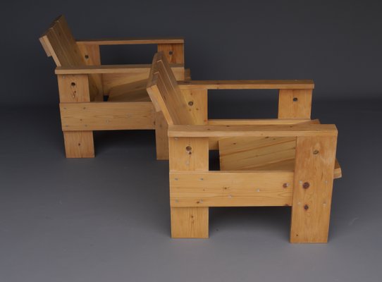 Crate Armchairs by Gerrit Rietveld for Gerard van de Groenekan, 1970s, Set of 2-MB-1358168