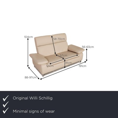 Cream Leather Chillout Two-Seater Sofa from Willi Schillig-RQW-1313428