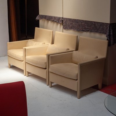 Cream Leather Vivette Club Chairs by Luca Meda, 1980s-QVY-1398977