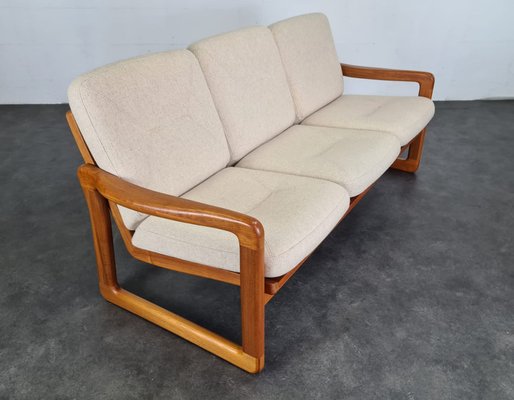 Cream Sofa in Teak attributed to Poul Jeppesen-UYS-1420350