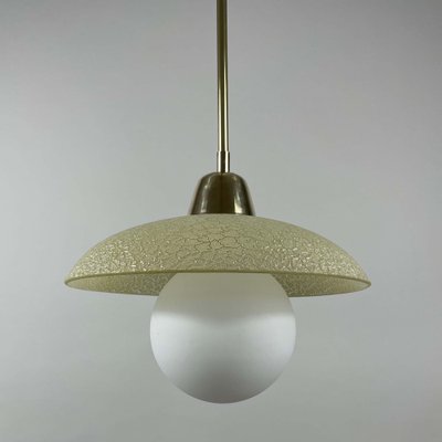 Cream Textured Glass and Brass Pendants, Sweden, 1950s-OE-1750839