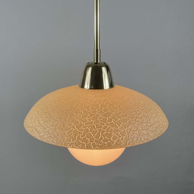 Cream Textured Glass and Brass Pendants, Sweden, 1950s-OE-1750839