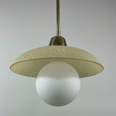 Cream Textured Glass and Brass Pendants, Sweden, 1950s-OE-1750839