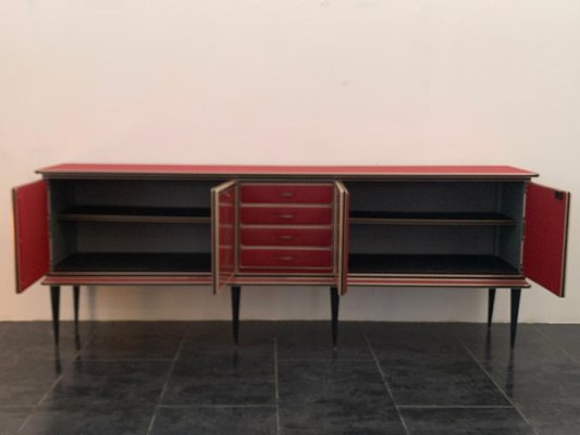 Credenza by Umberto Mascagni Rosso Bordeaux, 1950s-IJR-1706664