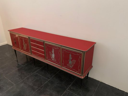 Credenza by Umberto Mascagni Rosso Bordeaux, 1950s-IJR-1706664