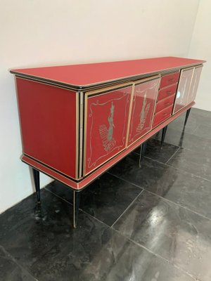 Credenza by Umberto Mascagni Rosso Bordeaux, 1950s-IJR-1706664