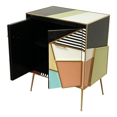 Credenza with 2 Multicolor Glass Doors, 1980s-BEW-1795769