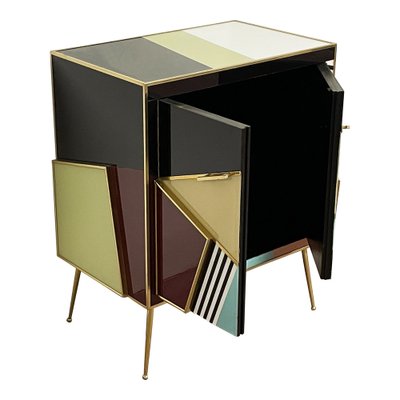 Credenza with 2 Multicolor Glass Doors, 1980s-BEW-1795769