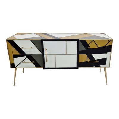 Credenza with Four Drawers and One Door in Murano Glass, 1980s-BEW-1790261