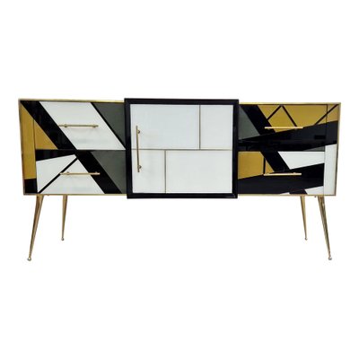 Credenza with Four Drawers and One Door in Murano Glass, 1980s-BEW-1790261