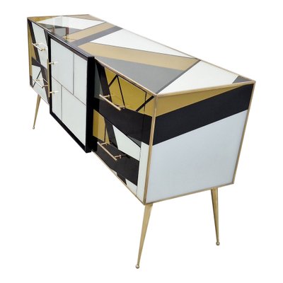 Credenza with Four Drawers and One Door in Murano Glass, 1980s-BEW-1790261