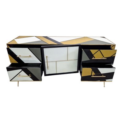 Credenza with Four Drawers and One Door in Murano Glass, 1980s-BEW-1790261