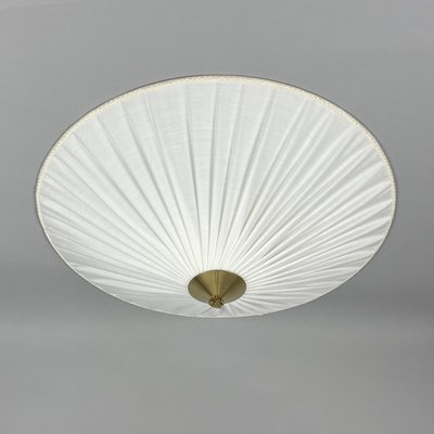 Creme Fabric & Brass Flush Mount by Paavo Tynell Itsu Oy, Finland, 1950s-OE-2023175