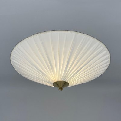 Creme Fabric & Brass Flush Mount by Paavo Tynell Itsu Oy, Finland, 1950s-OE-2023175