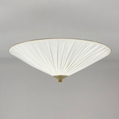 Creme Fabric & Brass Flush Mount by Paavo Tynell Itsu Oy, Finland, 1950s-OE-2023175