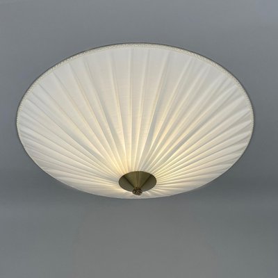 Creme Fabric & Brass Flush Mount by Paavo Tynell Itsu Oy, Finland, 1950s-OE-2023175