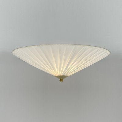 Creme Fabric & Brass Flush Mount by Paavo Tynell Itsu Oy, Finland, 1950s-OE-2023175