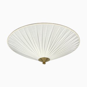 Creme Fabric & Brass Flush Mount by Paavo Tynell Itsu Oy, Finland, 1950s-OE-2023175