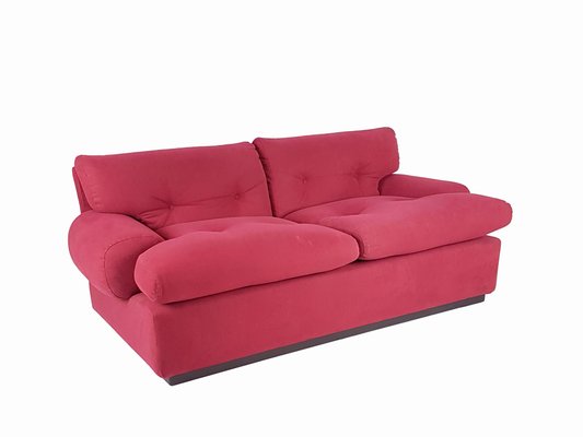 Crimson Alcantara 2-Seater Sofas by Piero Ranzani for Elam, 1960s, Set of 2-RD-2020511