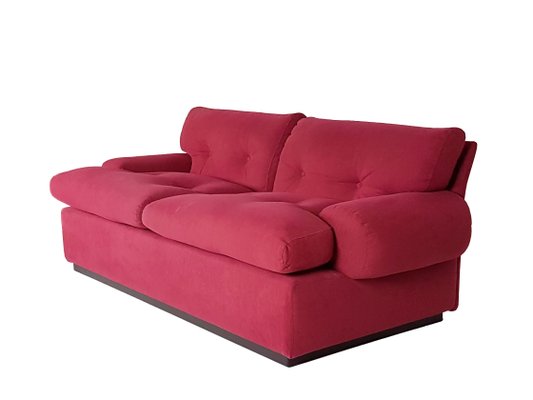 Crimson Alcantara 2-Seater Sofas by Piero Ranzani for Elam, 1960s, Set of 2-RD-2020511