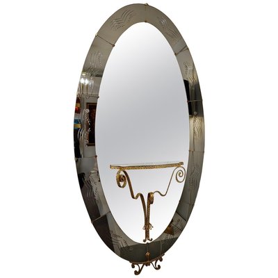 Cristal Art Mirror with Console Attributed to Luigi Colli, Italy, 1950s-FGA-922639