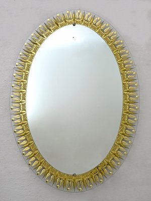 Cristal Art Modern Sholated and Golden Mirror of the Middle of the Century, Italy, 1960s-FER-1220250