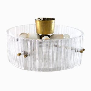 Crystal and Brass Ceiling Lamp / Flush Mount by Carl Fagerlund for Orrefors, 1960s-SXF-2020414