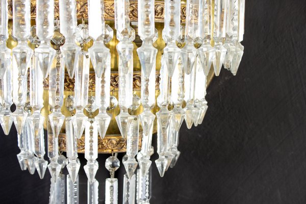 Crystal and Brass Sconces or Wall Lights, Italy, 1940s, Set of 2-MBH-1032505