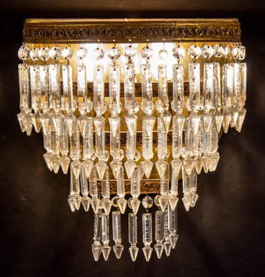 Crystal and Brass Scones or Wall Lights Italy, 1940s, Set of 2-MBH-1031929