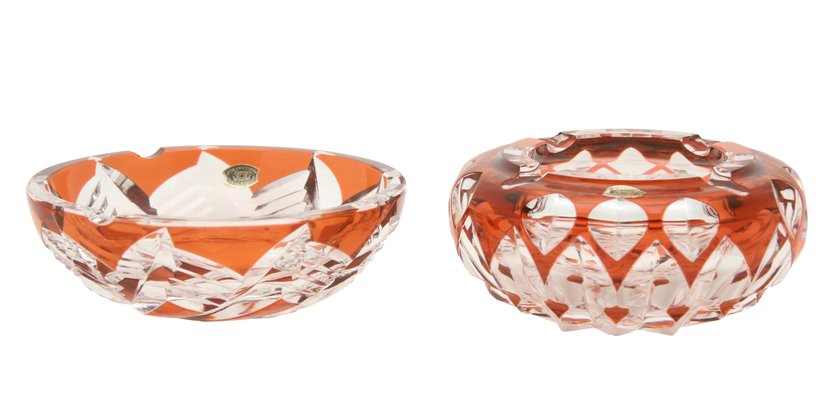 Crystal Ashtray from Val Saint Lambert, Set of 2-MJY-1148688