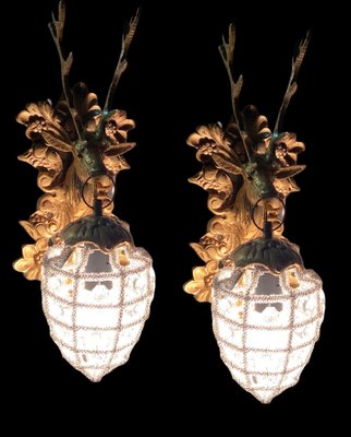 Crystal Beaded Stag Head Sconces, Set of 2-JJC-1257390