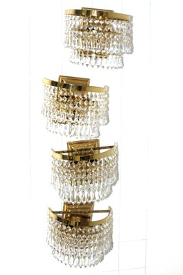 Crystal & Brass Wall Light from Dotzauer, 1980s-ZWH-740130