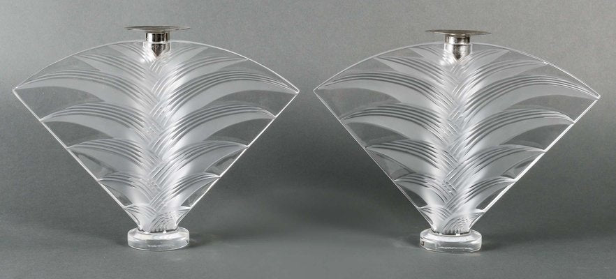 Crystal Candlesticks from Lalique, 1990s, Set of 2-WFS-1700713