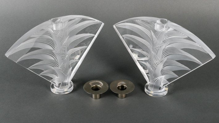 Crystal Candlesticks from Lalique, 1990s, Set of 2-WFS-1700713