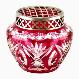 Crystal Cut-to-Clear Pique Fleurs Vase with Grille from Val Saint Lambert-MJY-1148835