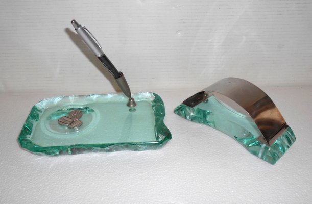 Crystal Desk Set by Pietro Chiesa for Fontana Arte, 1930s, Set of 2-EI-232281